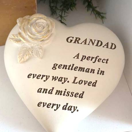 Grave ornament with inscription - Grandad, A perfect gentleman in every way. Loved and missed every day.